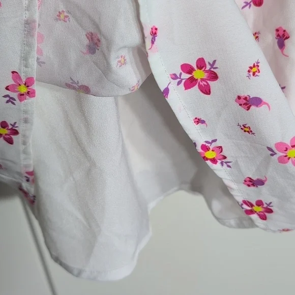 Princess Polly Ruth Puff Sleeve White Pink Floral Print Mini Dress Size 6 - Picture 3 of 7